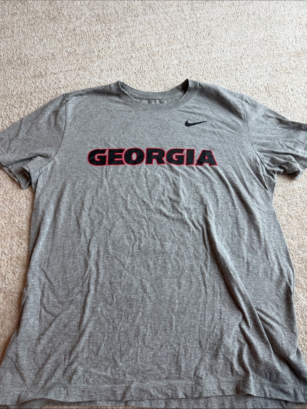 Nike Gray Georgia Short-Sleeve Logo T-Shirt with Red Accent